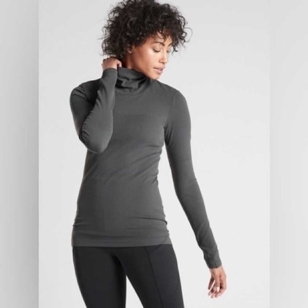 Athleta FLURRY BASE LAYER TURTLENECK Charcoal Grey Small